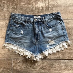 Free People lace trim shorts